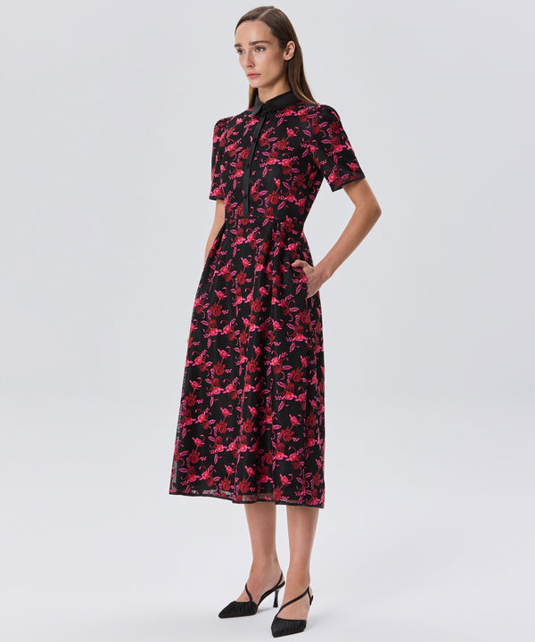 Machka Floral Print Mesh Dress Black