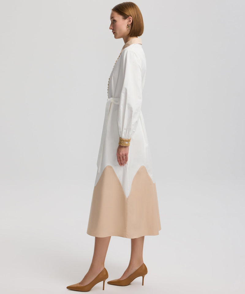 Ipekyol Embroidered Detail Belted Shirt Dress Off White