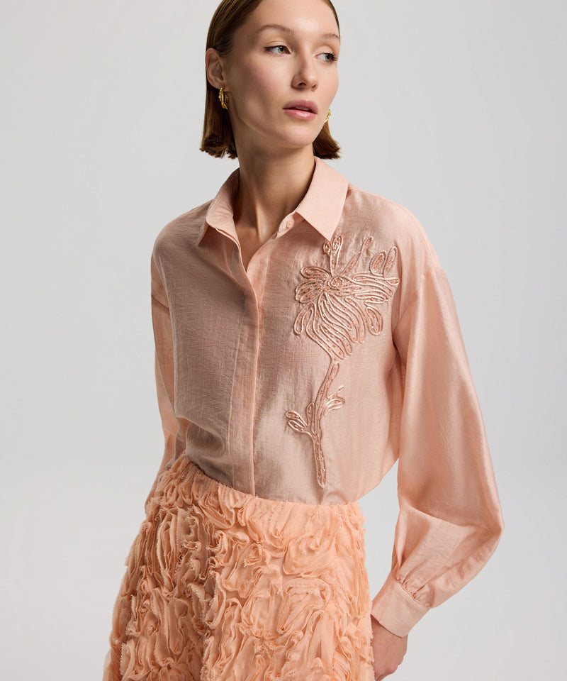 Ipekyol Flower-Embroidered Shirt Salmon