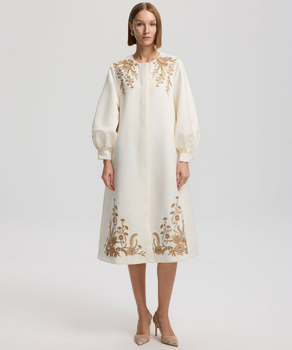 Ipekyol Embroidered Detail Long Sleeve Dress Ecru