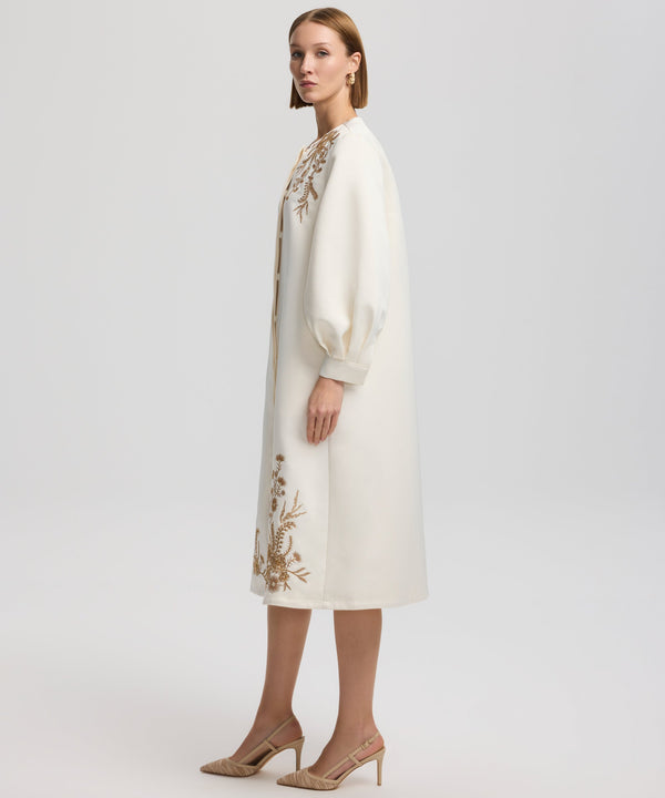 Ipekyol Embroidered Detail Long Sleeve Dress Ecru