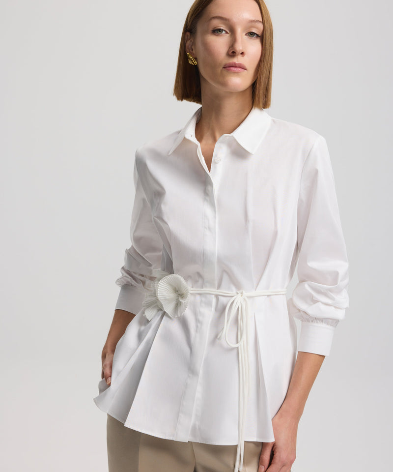 Ipekyol Long Sleeve Shirt With Detailed Belt Off White