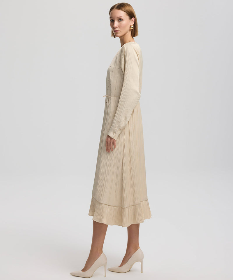 Ipekyol Embellished Detail Pleated Dress Natural