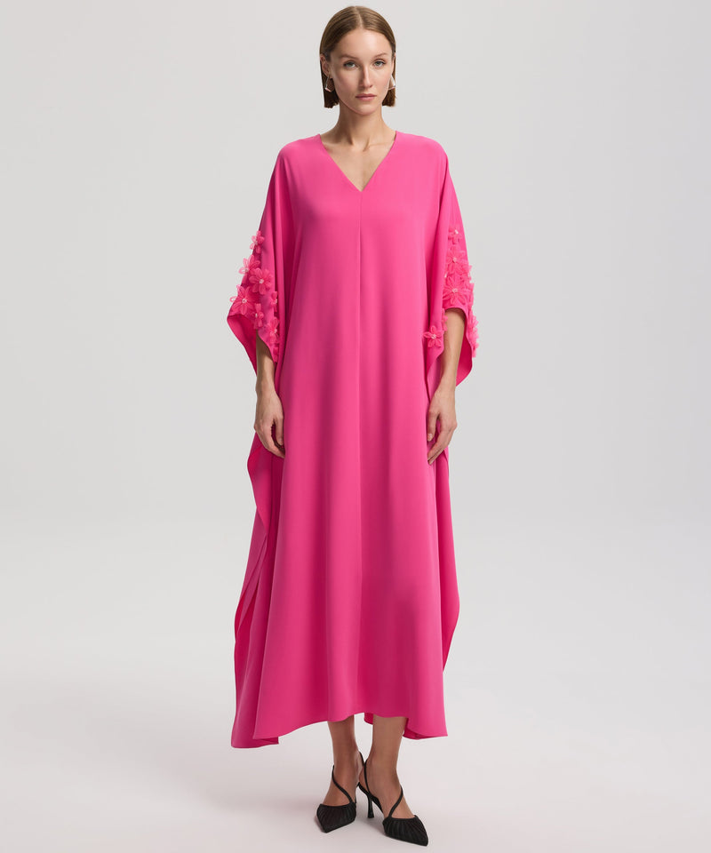 Ipekyol Flower-Embroidered V-Neck Dress Fuchsia