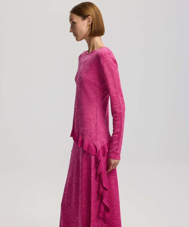 Ipekyol Asymmetrical Patterned Knitwear Fuchsia