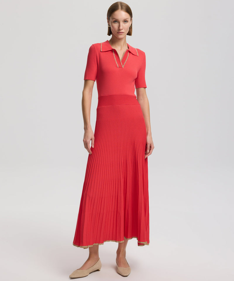 Ipekyol Striped Pattern Knitted Dress Vermillion