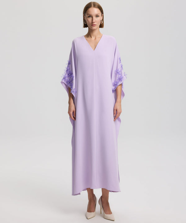 Ipekyol Flower-Embroidered V-Neck Dress Lilac