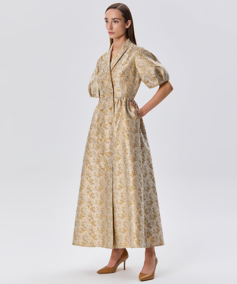 Machka Jacquard Double Breasted Dress Beige