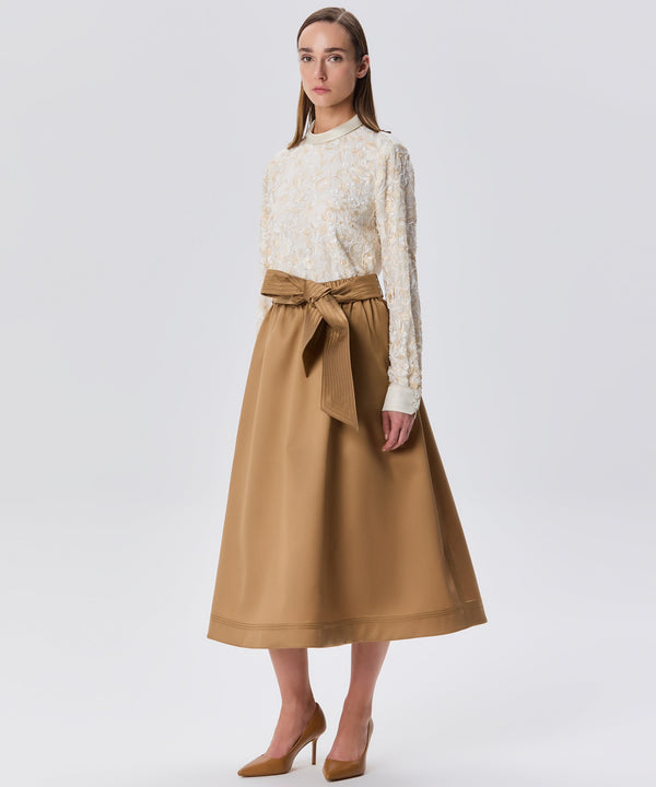 Machka Belted A-Line Skirt Dark Beige