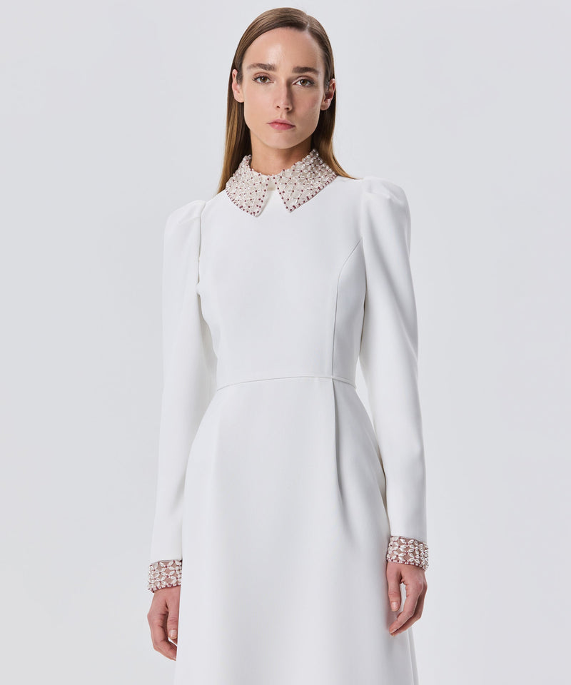 Machka Bead-Embellished Long Sleeve Dress White