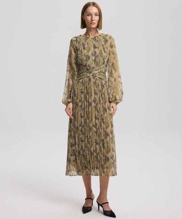 Ipekyol Waist Detailed Printed Dress Khaki