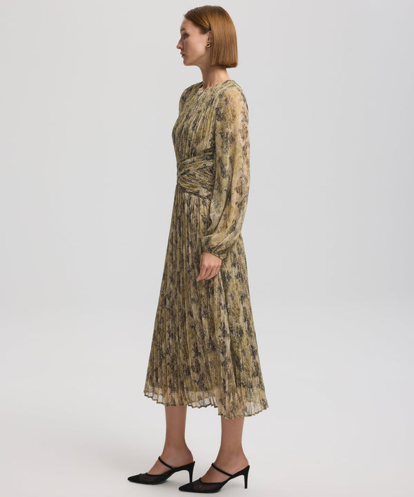 Ipekyol Waist Detailed Printed Dress Khaki