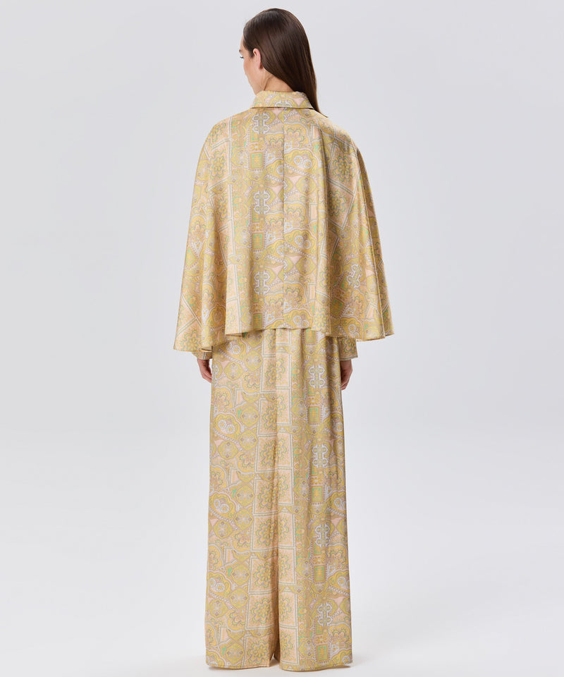 Machka Cape Effect Patterned Jumpsuit Yellow