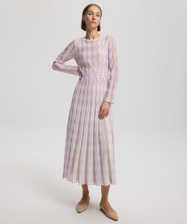 Ipekyol Patterned Knit Long Sleeve Dress Lilac