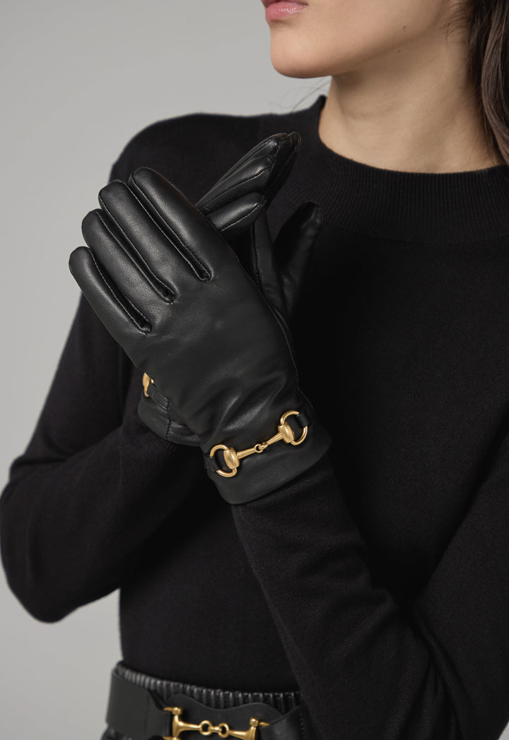 Choice Horseshoe Pu Leather Gloves Black