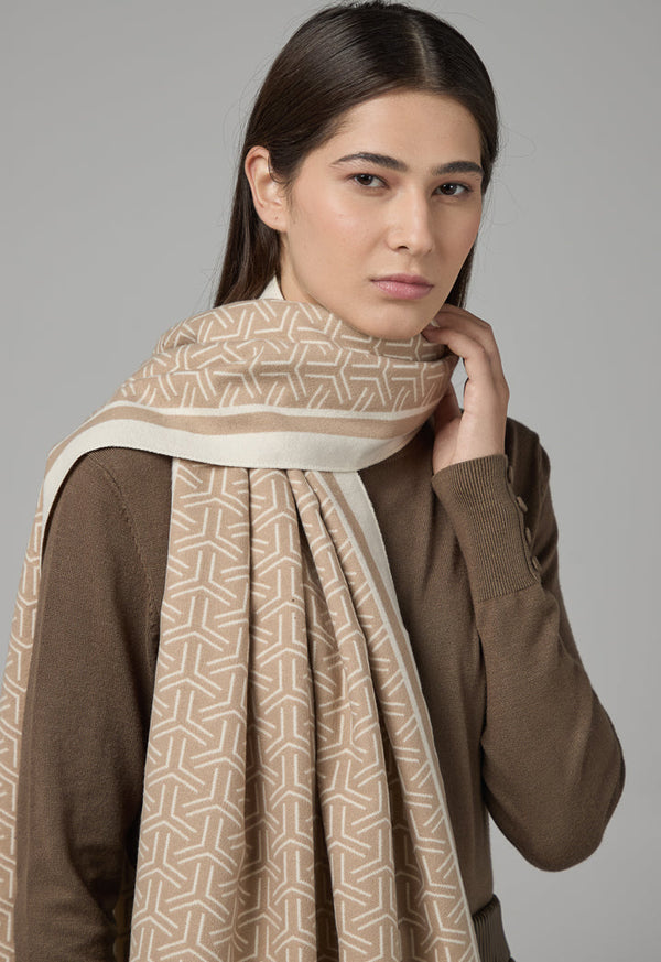 Choice Iconic Intricate Pashmina Scarf Beige