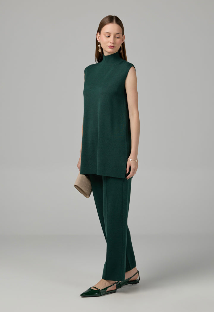 Choice Basic Sleeveless Knitted Top Green