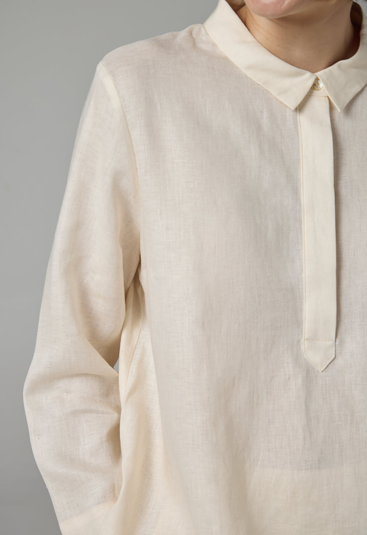 Choice High-Low Basic Long Sleeve Shirt Cream