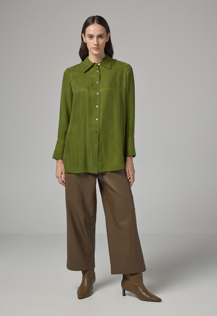 Choice Basic Regular Fit Solid Shirt Green