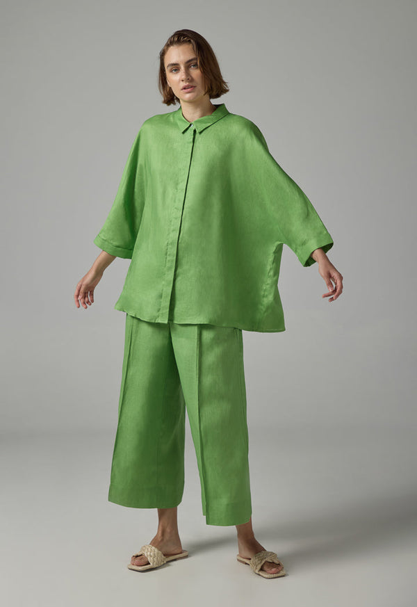 Choice Long Kimono Sleeves Basic Shirt Green