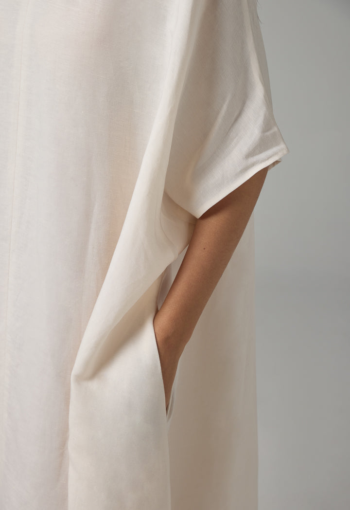 Choice Short Sleeve A-Line Jersey Dress Cream