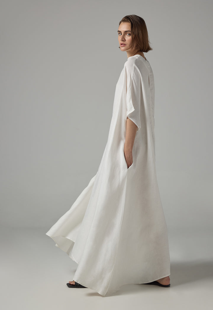 Choice Short Sleeve A-Line Jersey Dress Off White