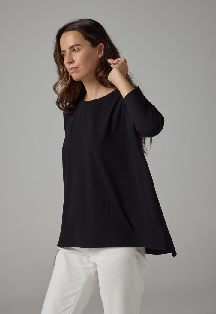 Choice Solid Short Sleeves Blouse Black