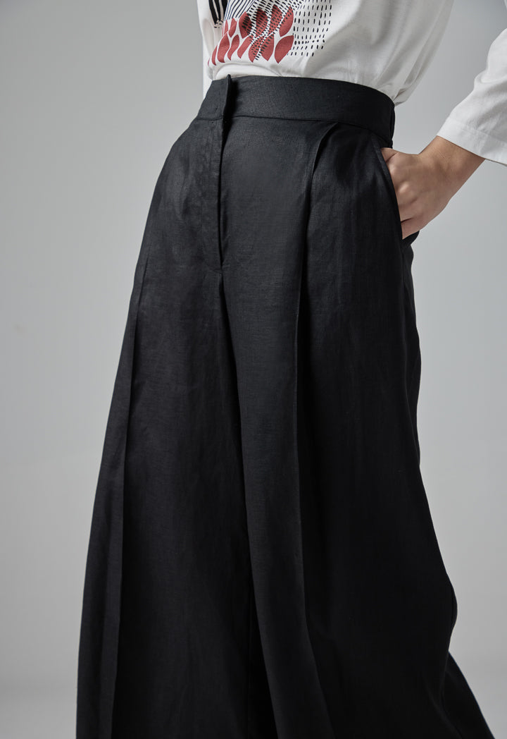 Choice Wide Leg Basic Trousers Black