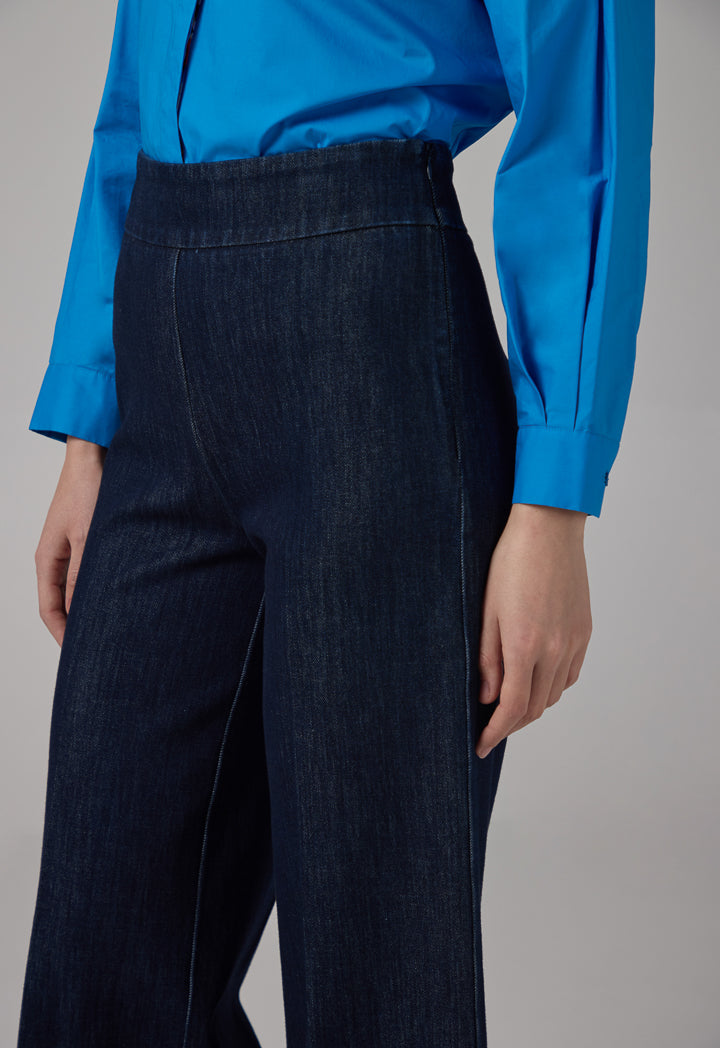 Choice Straight Wide Leg Basic Denim Trousers Denim Blue