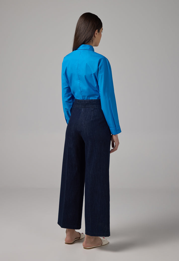 Choice Straight Wide Leg Basic Denim Trousers Denim Blue