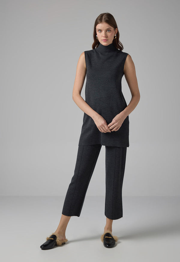 Choice Basic Sleeveless Knitted Top Anthracite