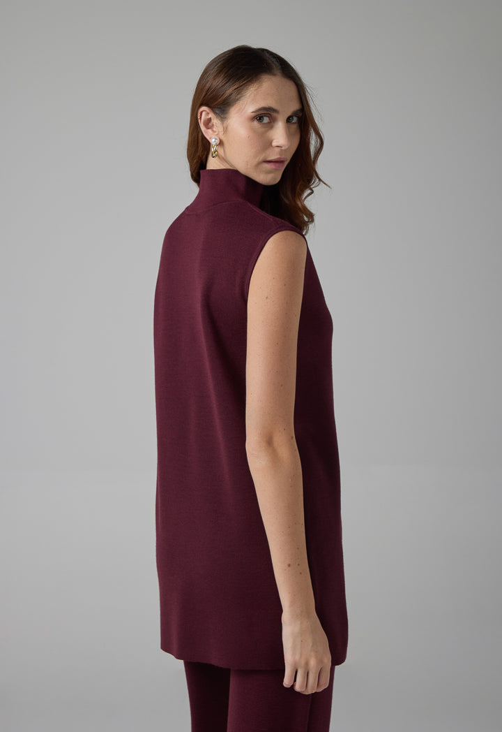 Choice Basic Sleeveless Knitted Top Burgundy