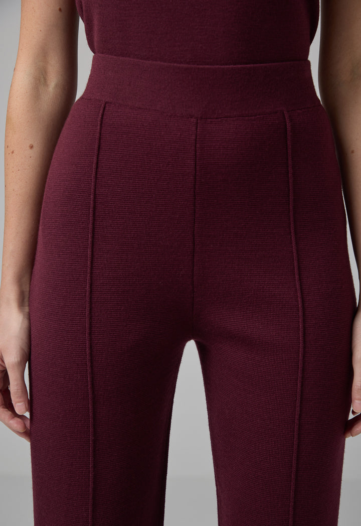 Choice Knitted Straight Fit Solid Pants Burgundy