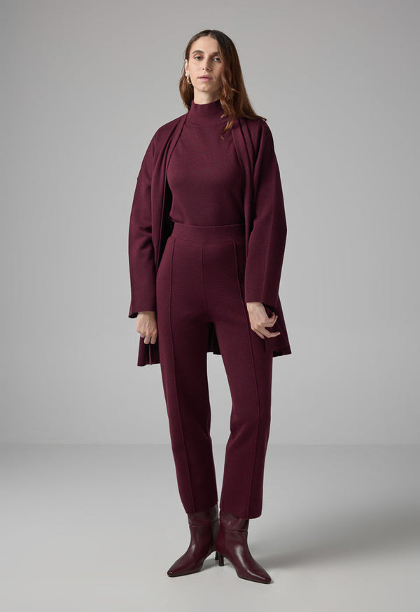 Choice Knitted Straight Fit Solid Pants Burgundy