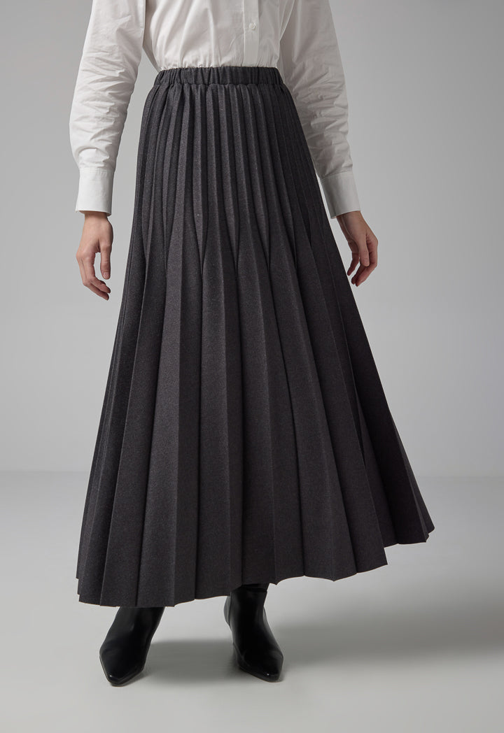 Choice Solid Pleated Maxi Skirt Anthracite