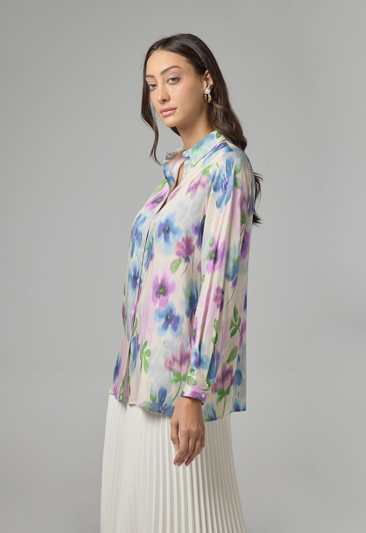 Choice Floral Printed Long Sleeve Shirt  Multi Color