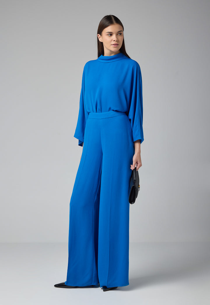 Choice High-Waist Straight-Cut Basic Trousers Blue