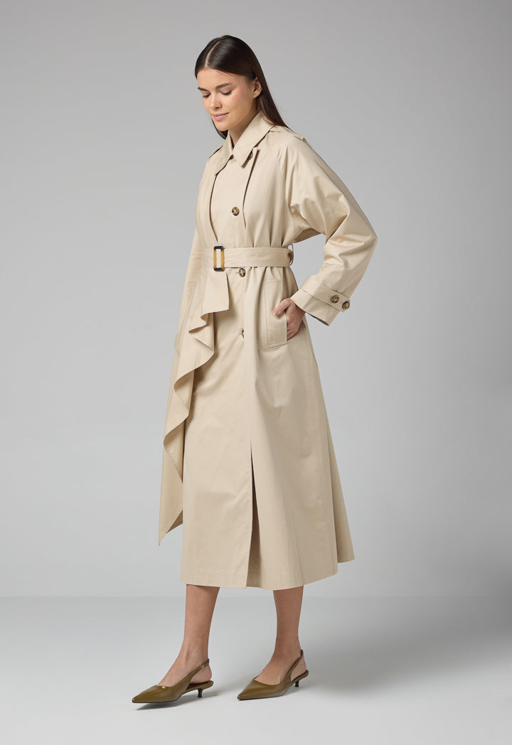 Choice Oversized Trench Coat With Shirt Collar Beige