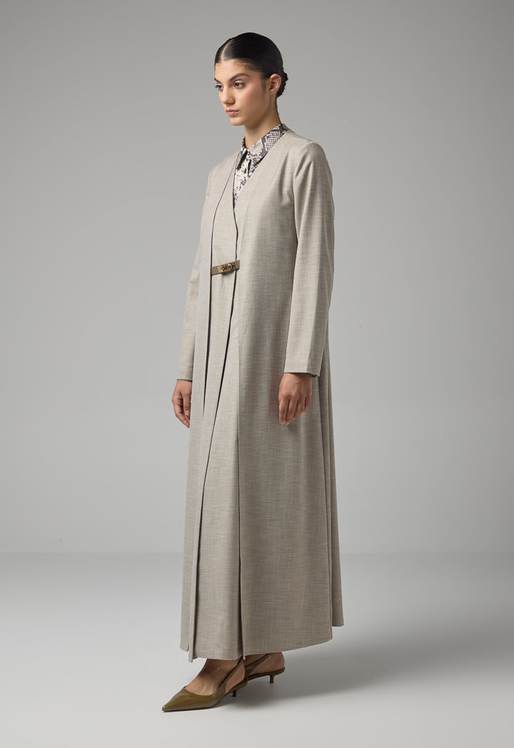 Choice Two Layers Style Flared Maxi Abaya Grey