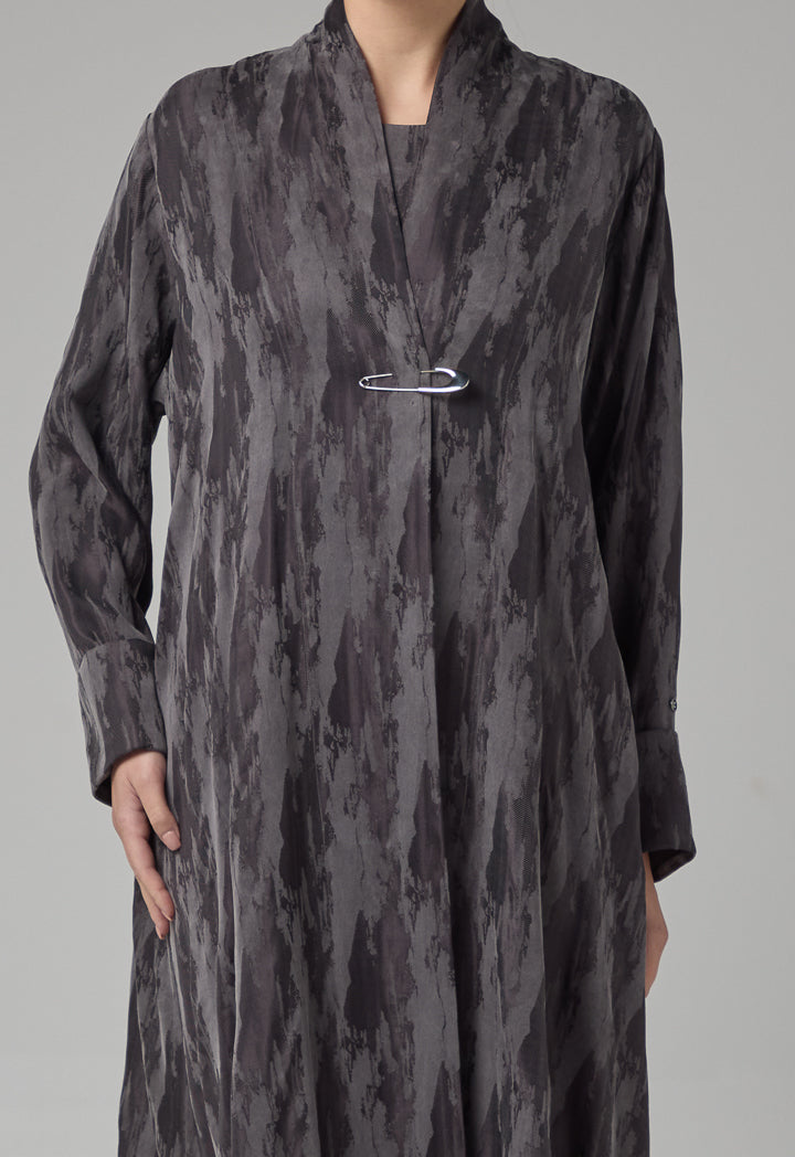 Choice Contrast Oversized Maxi Abaya With Hijab Grey