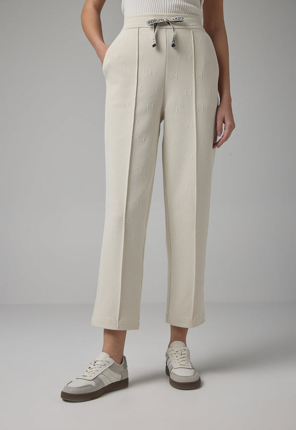 Choice Solid Monogram Drawstring Trousers Sand