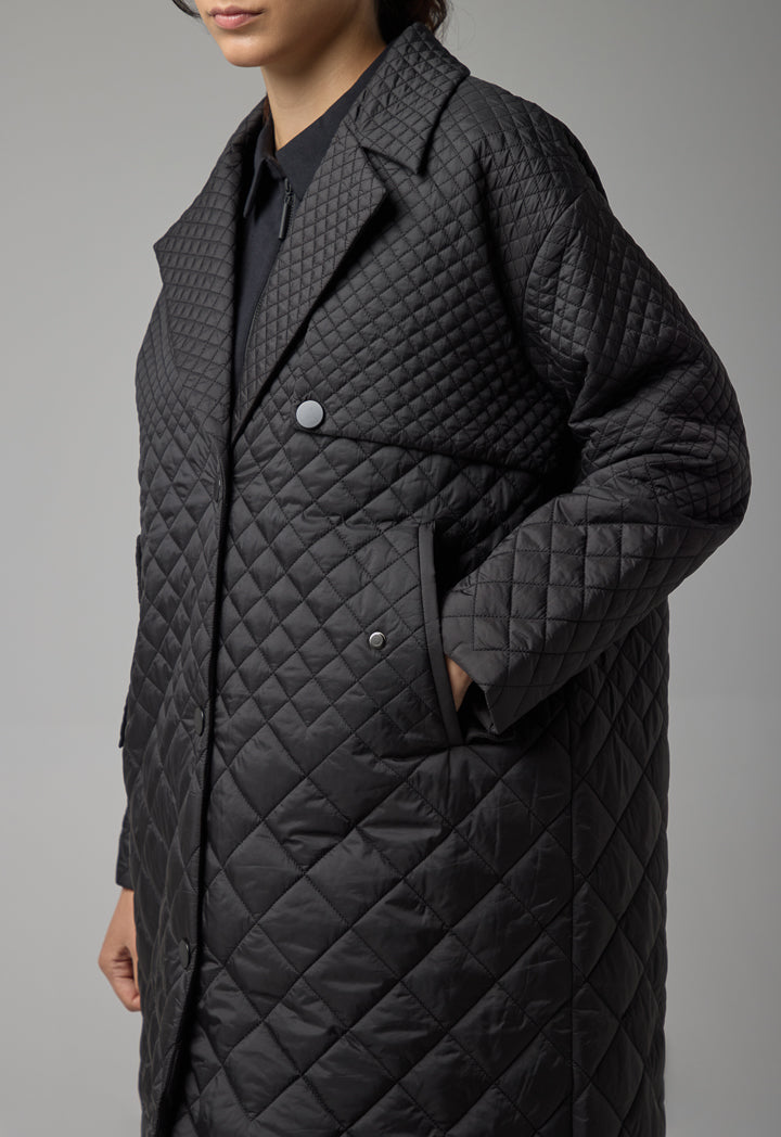 Choice Quilted Midi Winter Coat Black