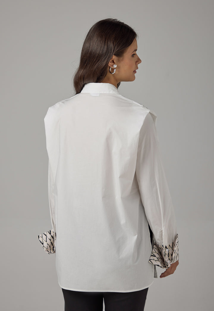 Choice Solid Embroidered Monogram Shirt Off White