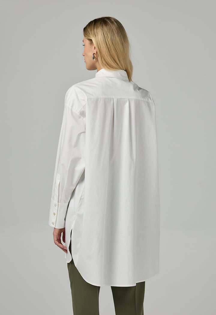 Choice Long Sleeve Oversize Printed Shirt Off White