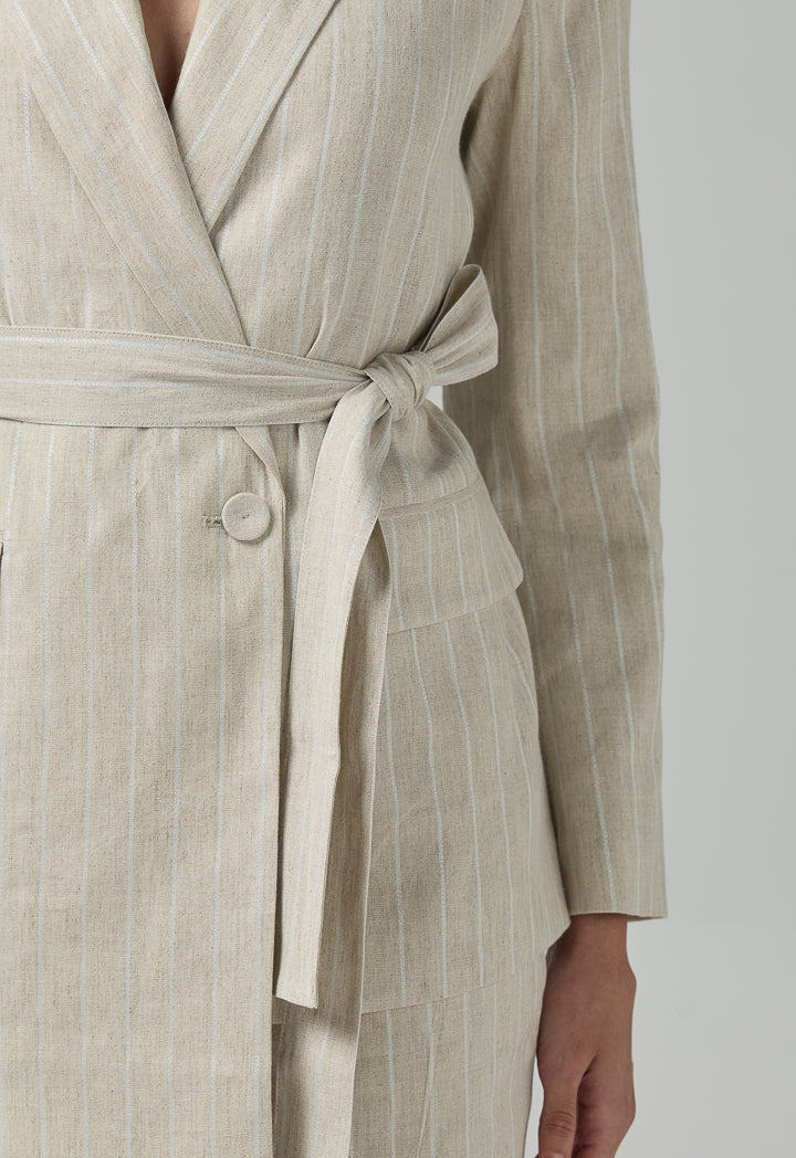 Choice Striped Smart Casual Blazer Beige