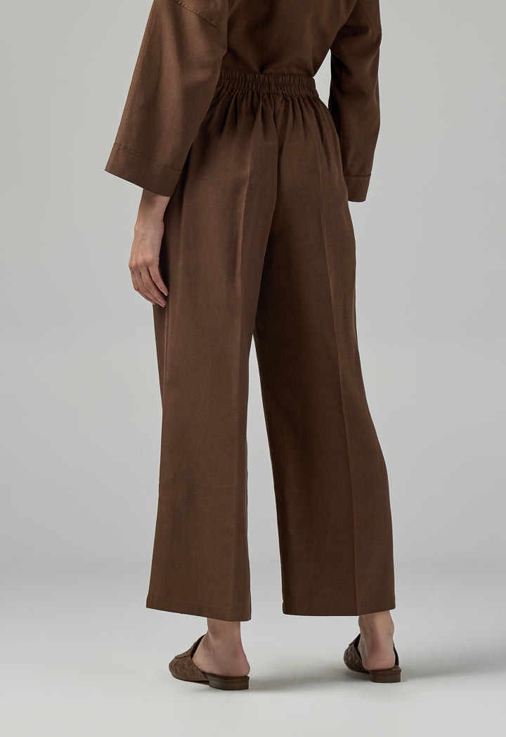 Choice Solid Wide Leg Trousers Brown