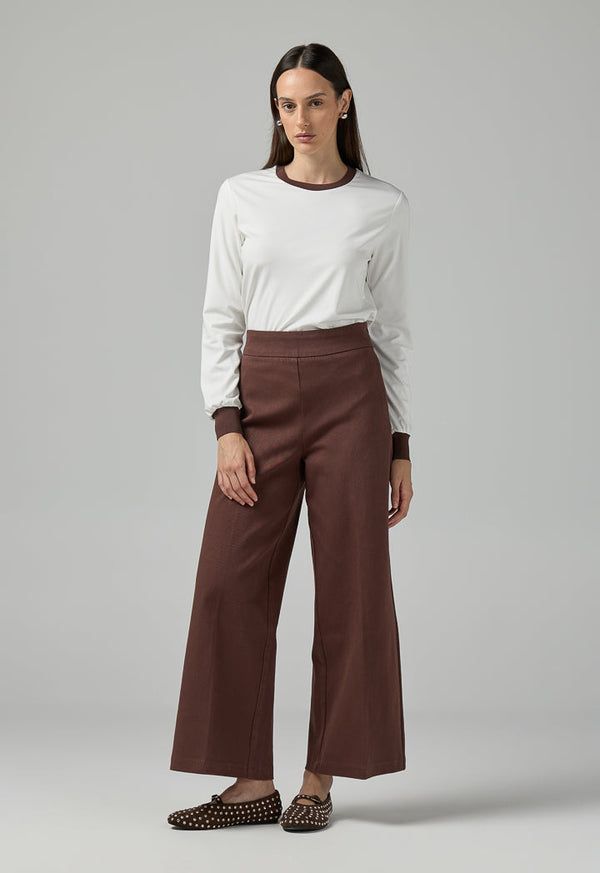 Choice Wide Leg Denim Trousers Brown