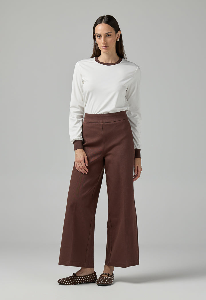 Choice Wide Leg Denim Trousers Brown