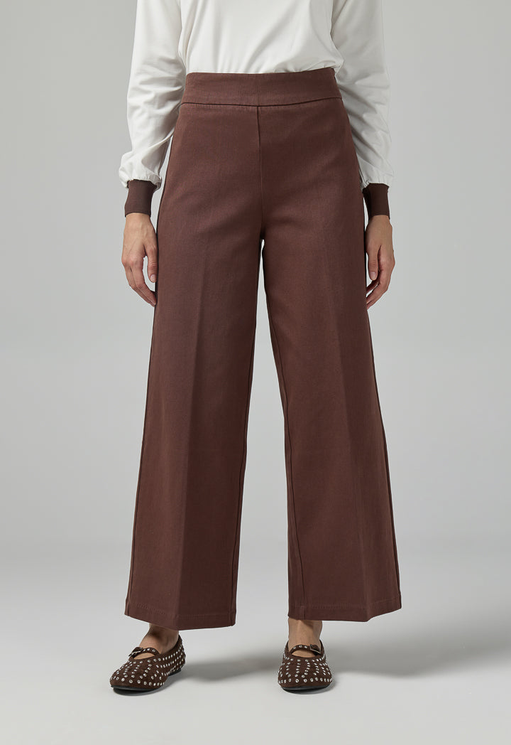 Choice Wide Leg Denim Trousers Brown