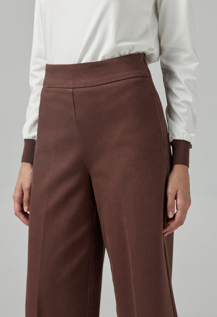 Choice Wide Leg Denim Trousers Brown